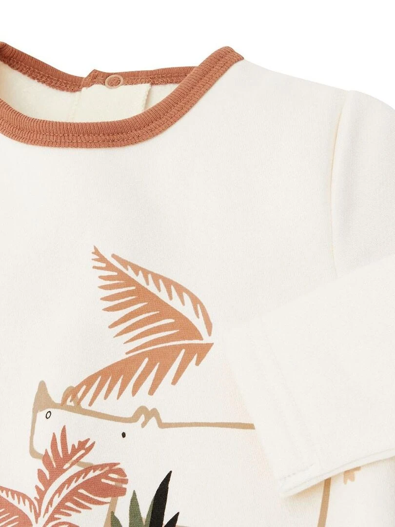 Pyjama bébé en molleton contenant du coton bio Bogota   Ecru