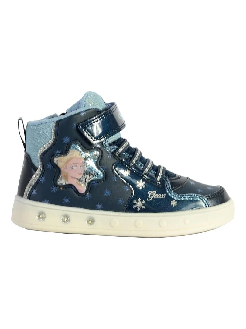 ____Basket Montante Geox EnfantFille J Skylin G. B PRN GBK+GBK PA Bleu