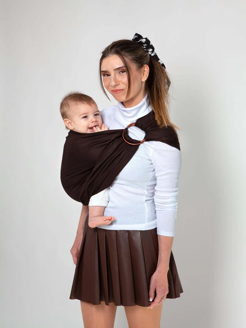 Echarpe Tissée Sans Nœud   Espresso   Noir Marron