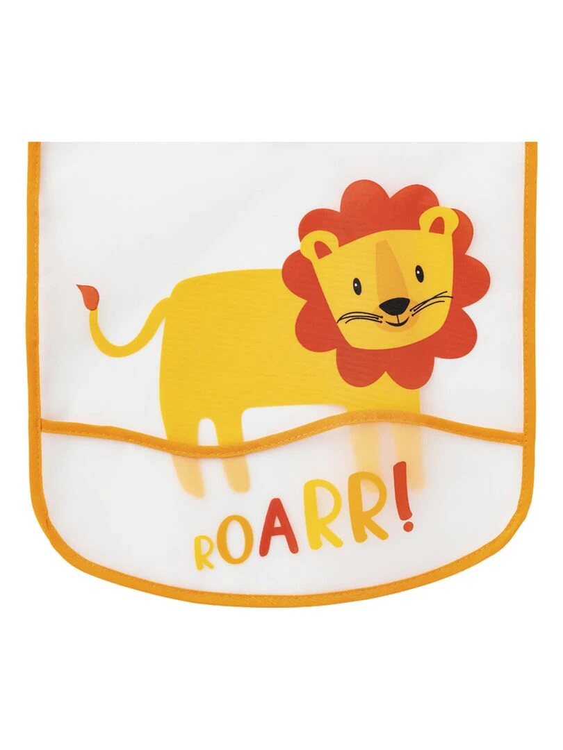 Bavoir 6 mois imperméable à poche 28x32 cm   Lion   Orange