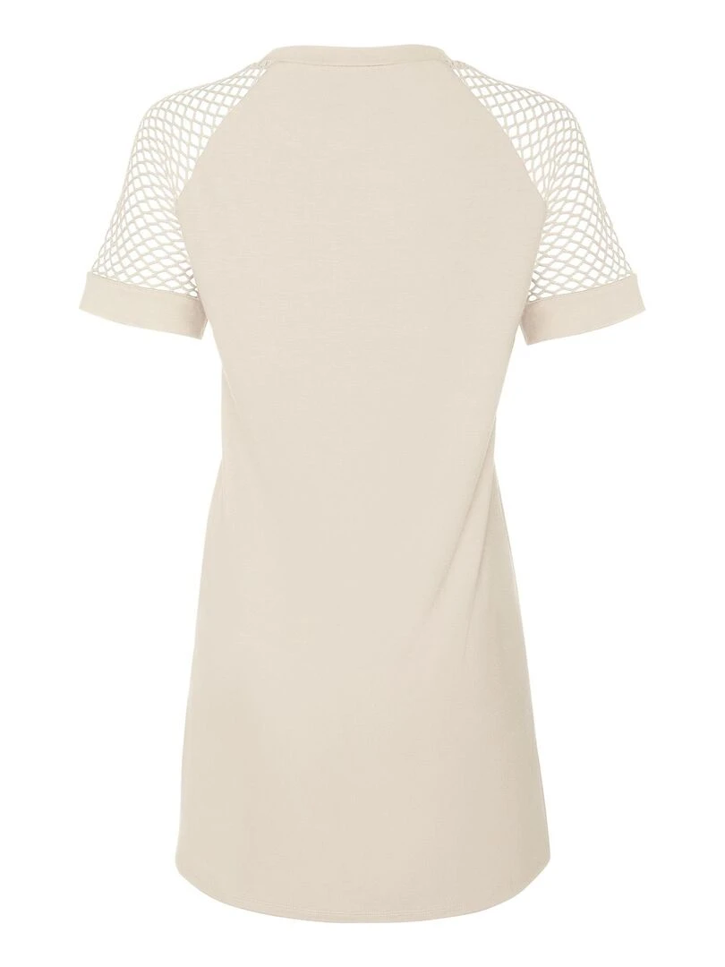 Robe de plage manches courtes Ibiza   Ecru