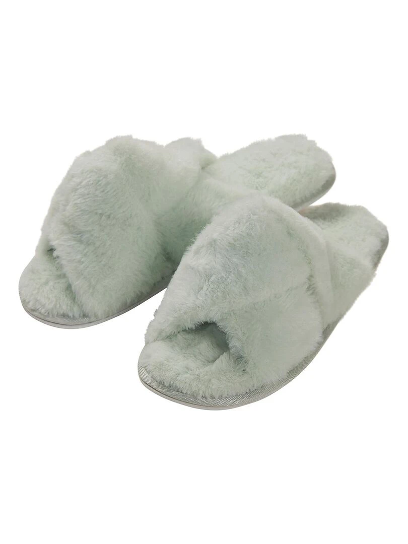 Chaussons plats bouts ouverts Complementos Vert
