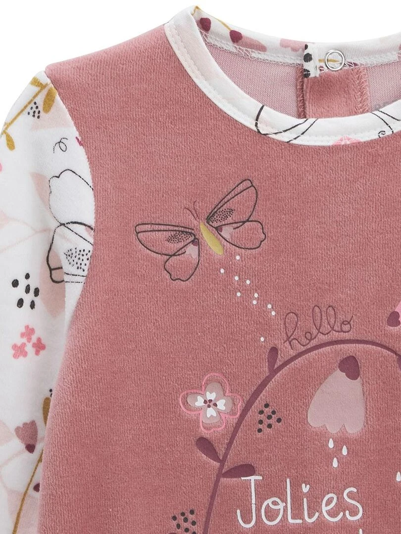 Pyjama bébé en velours Elena   Rose
