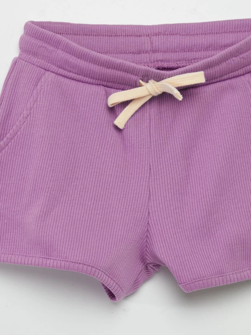 Short côtelé avec liens à nouer   Violet