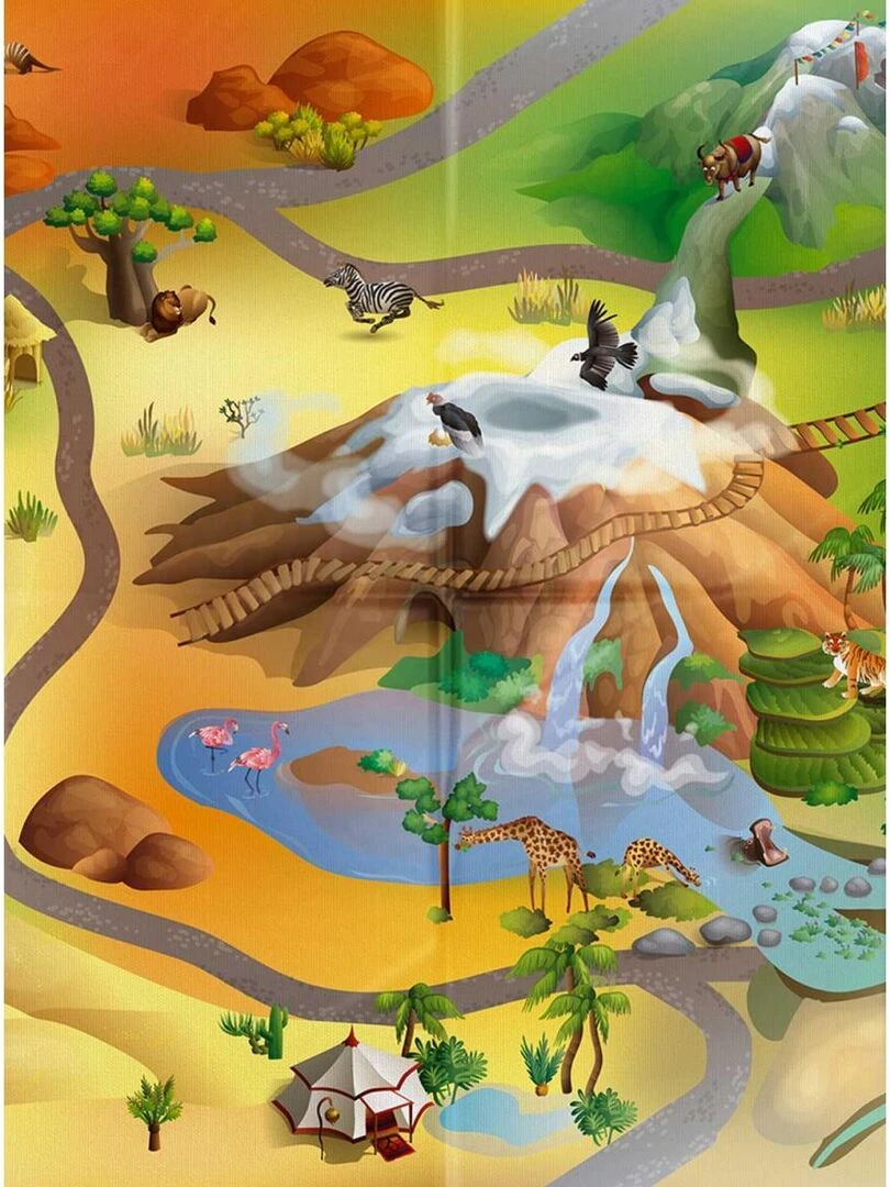 Tapis enfant NAPPE CIRCUIT SAVANE Multicolore 100x140 Fait en Europe Multicolore