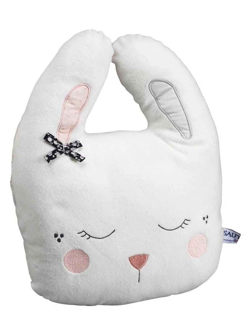 Coussin déco lapin 34x26cm en polyester blanc SAUTHON Blanc