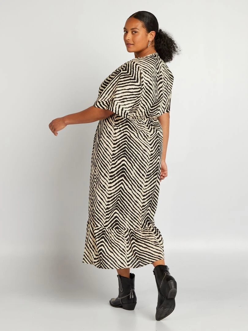 Robe longue zébrée avec base à étages Noir zébré