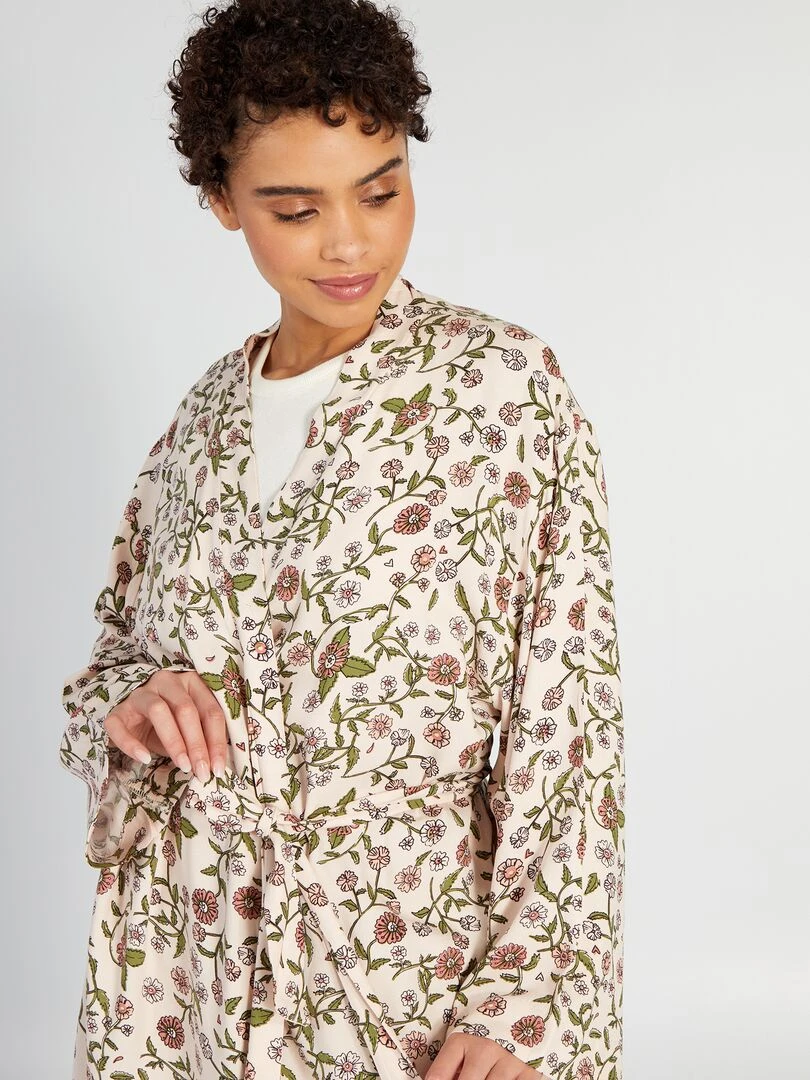 Peignoir en twill à motif   Rose