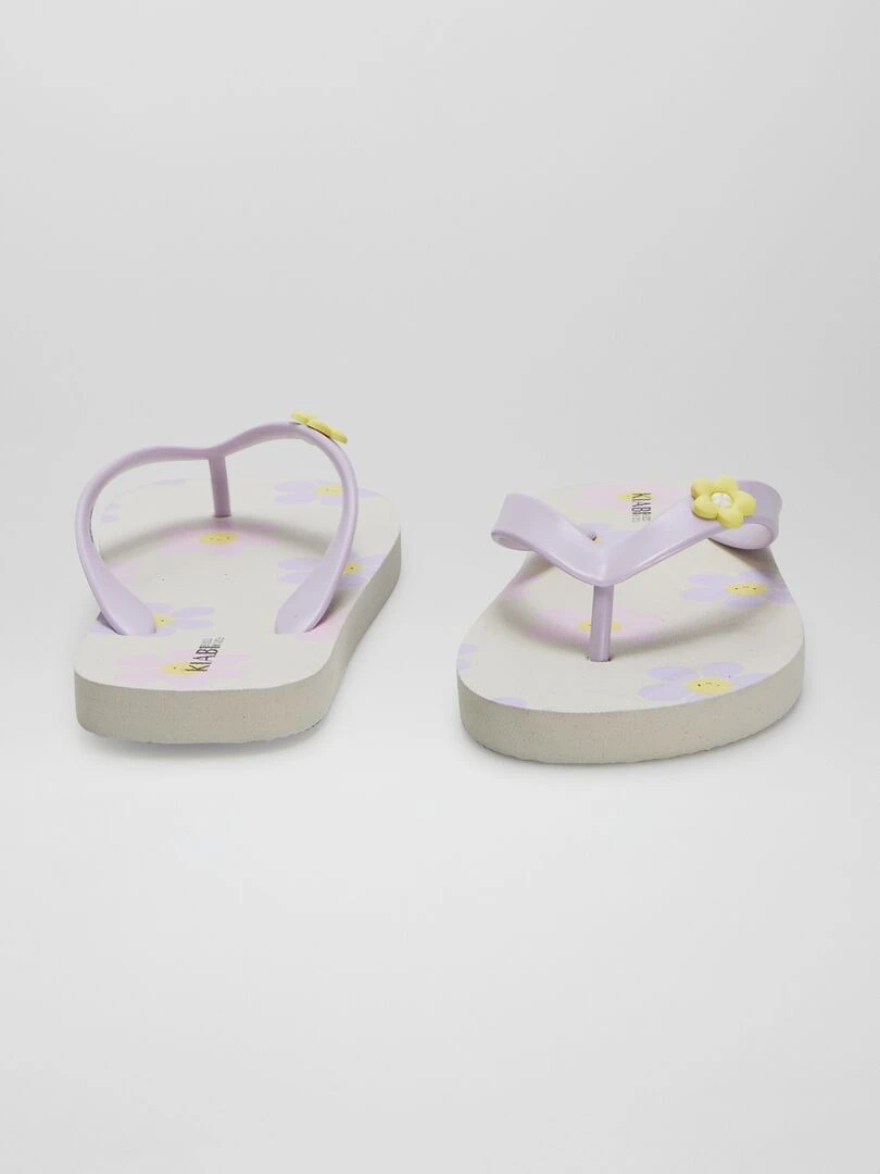 Tongs 'fleurs'   Blanc/violet
