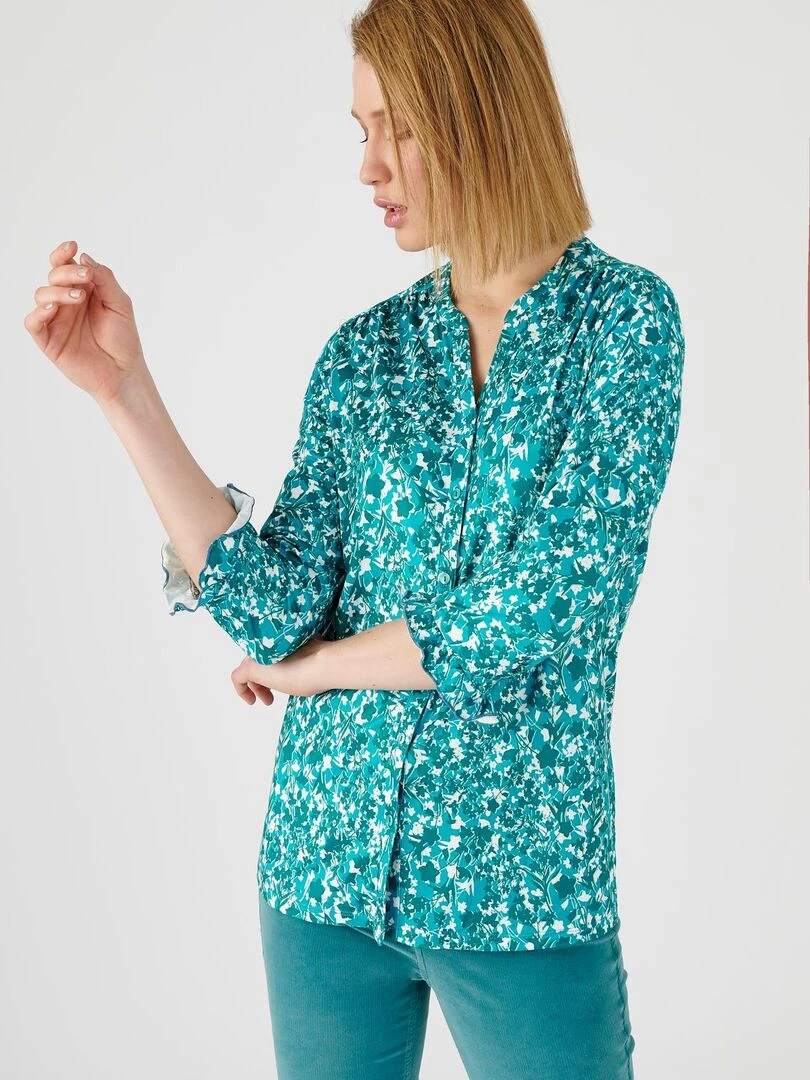 Chemisier maille fleurie   Damart   Vert