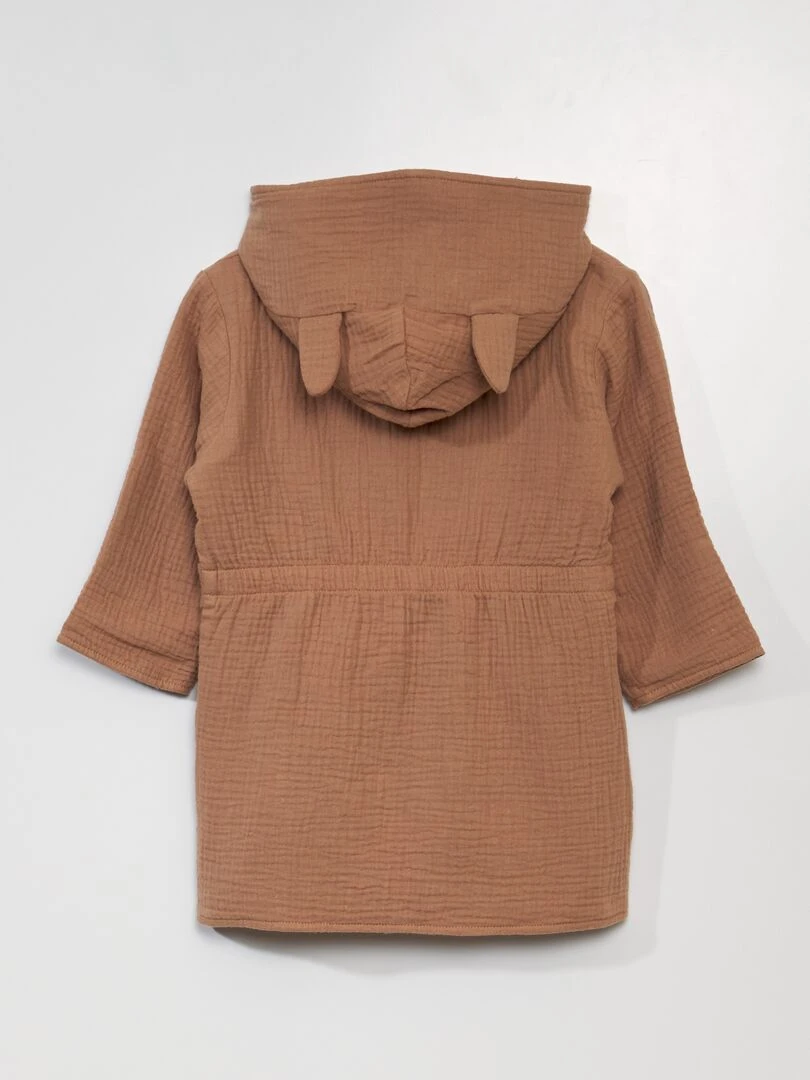 Peignoir de bain en double gaze de coton Camel