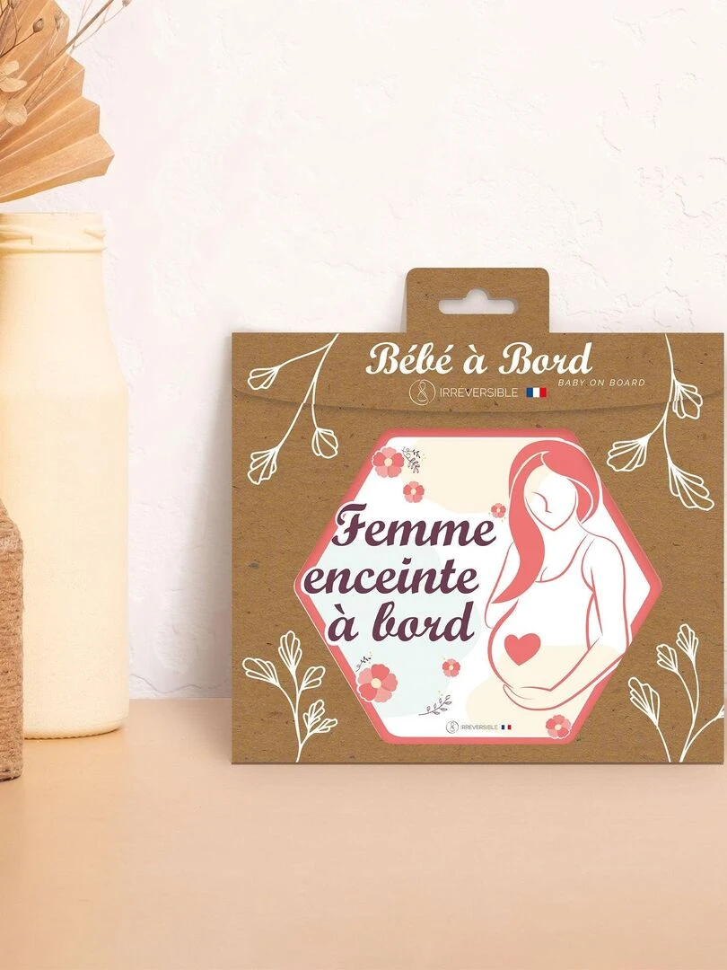 Adhésif / Autocollant bébé à bord   Femme enceinte à bord   Rose