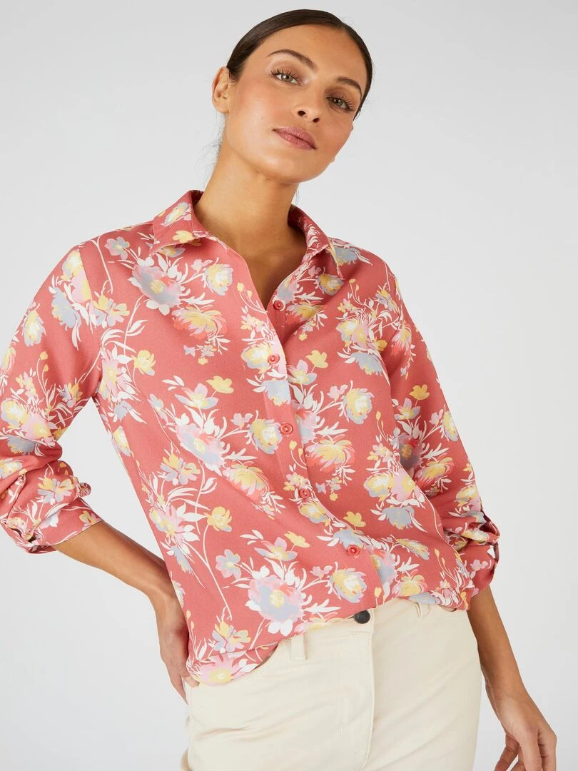 Chemisier doux imprimé fleurs Damart Rose