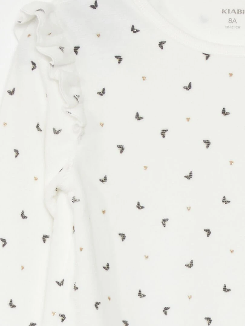 Pyjama long en velours   2 pièces   Blanc