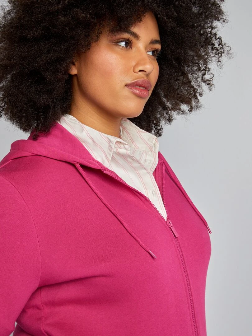 Sweat à capuche en molleton   rose foncé