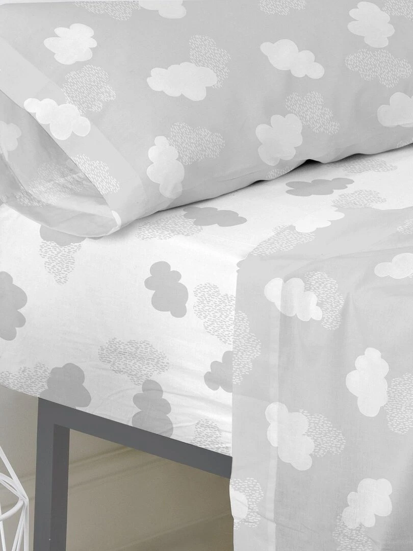 Drap housse Clouds "Happyfriday"   Gris