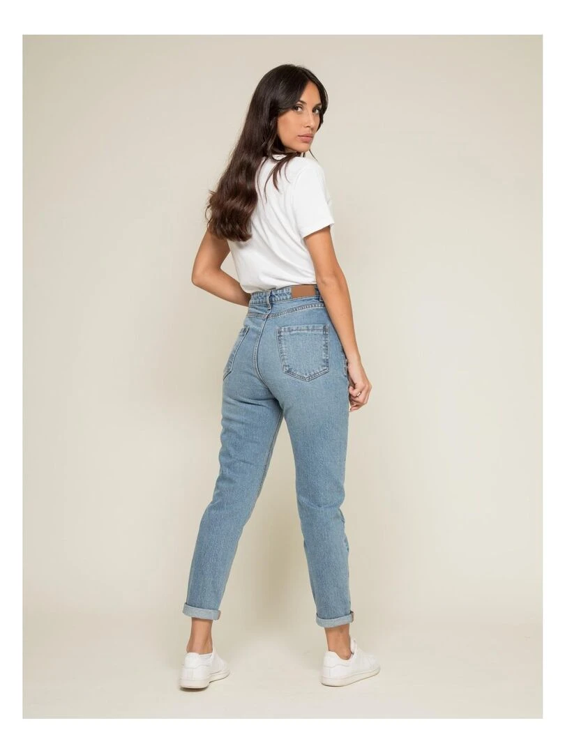 Jean mom slim EDONIS Bleu clair