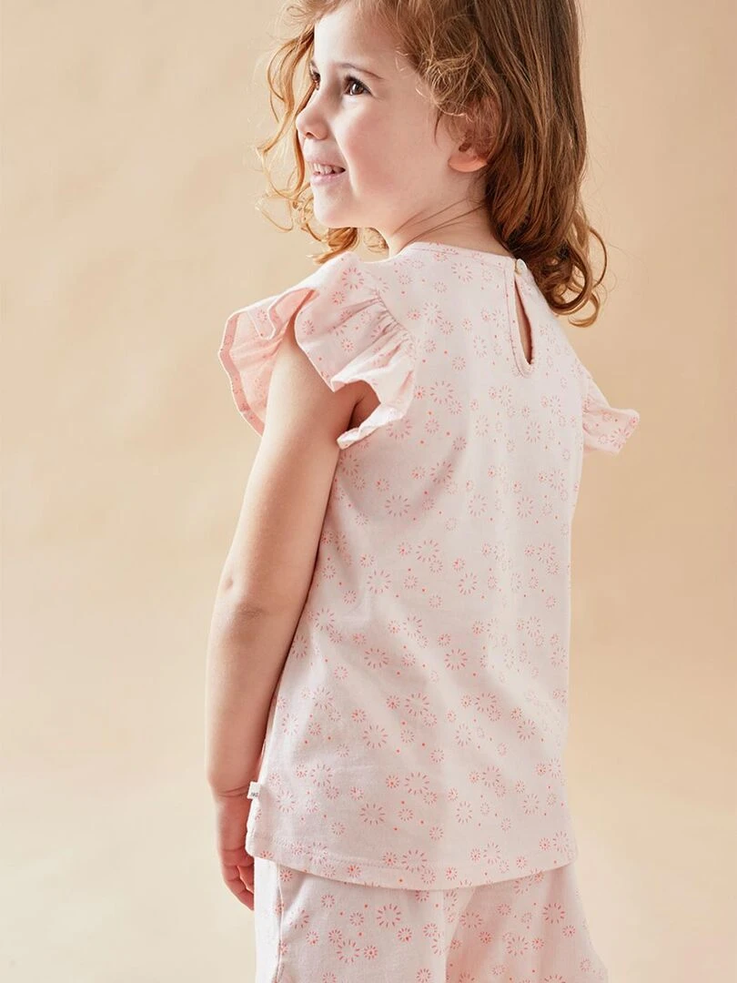 Pyjama 2 pièces à imprimé pailleté en jersey clair Noukie's Rose