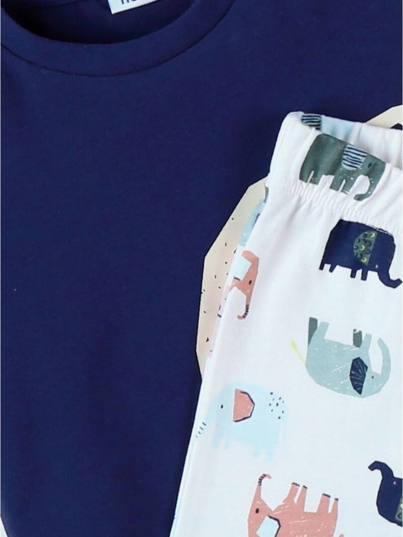 Pyjama 2 pièces éléphants en jersey  indigo/écru   Noukie's   Beige