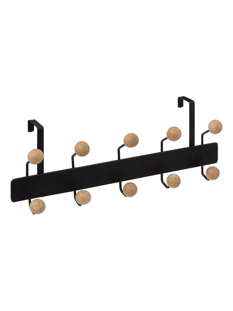 Patère boule bois 10 têtes pour porte Noir