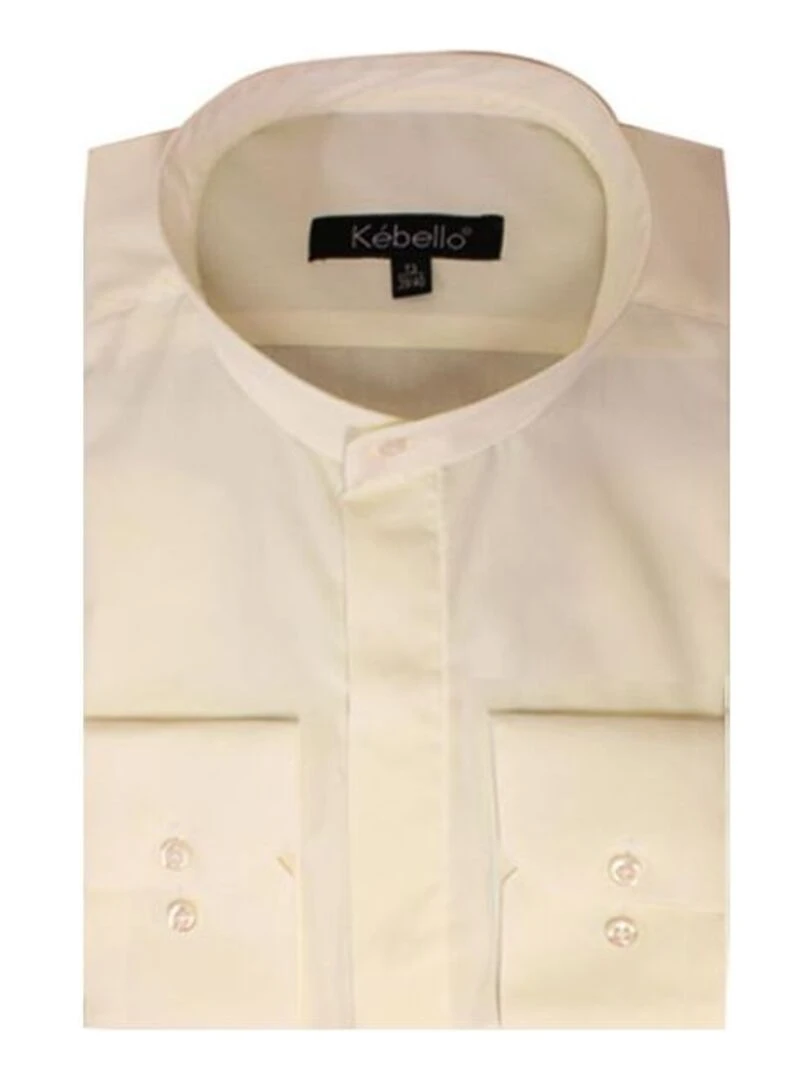 Chemise col mao Kebello Beige