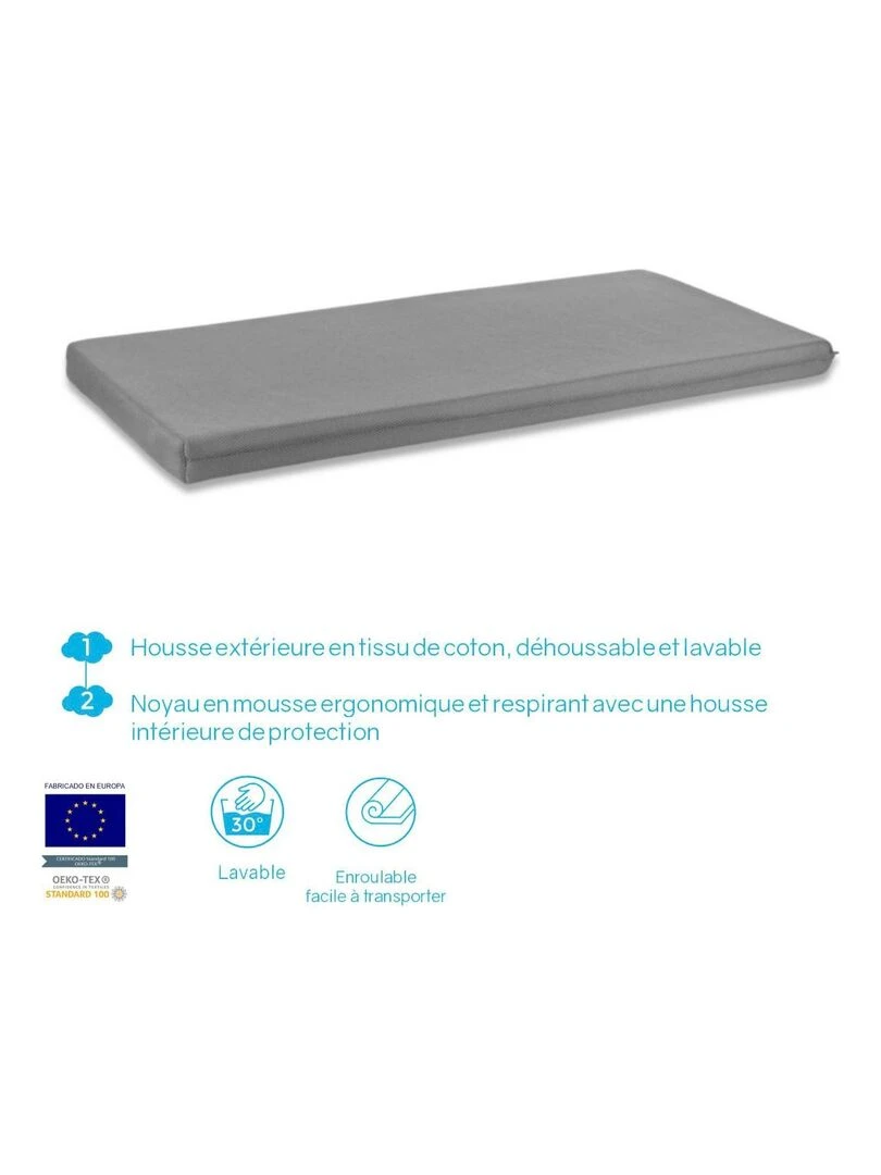 Matelas pour lit parapluie 60x120x5 cm   lit de Voyage  facile à transporter et respirant   Gris