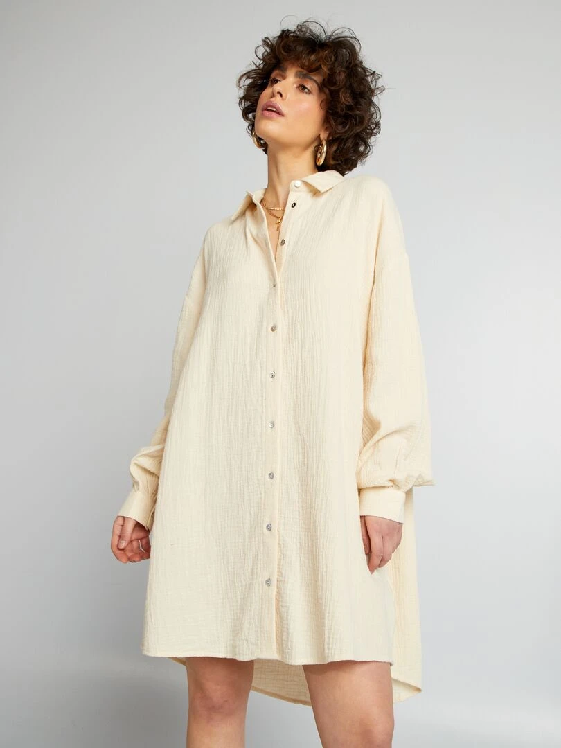 Chemise oversize en gaze de coton   Beige