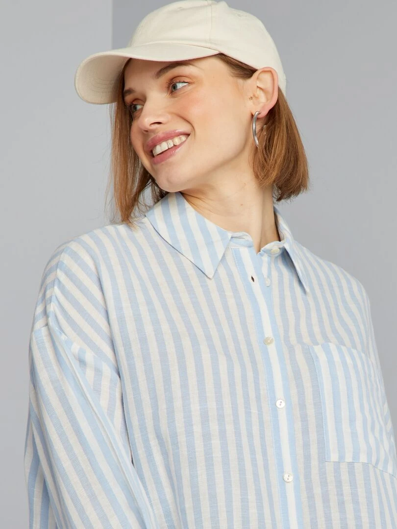 Chemise rayée   Bleu