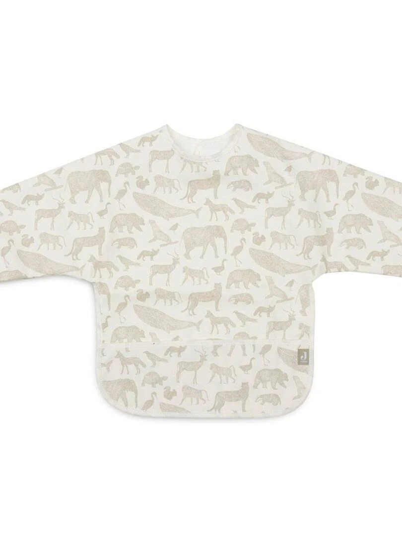 Bavoir à manches imperméable Animals Olive Green Ecru