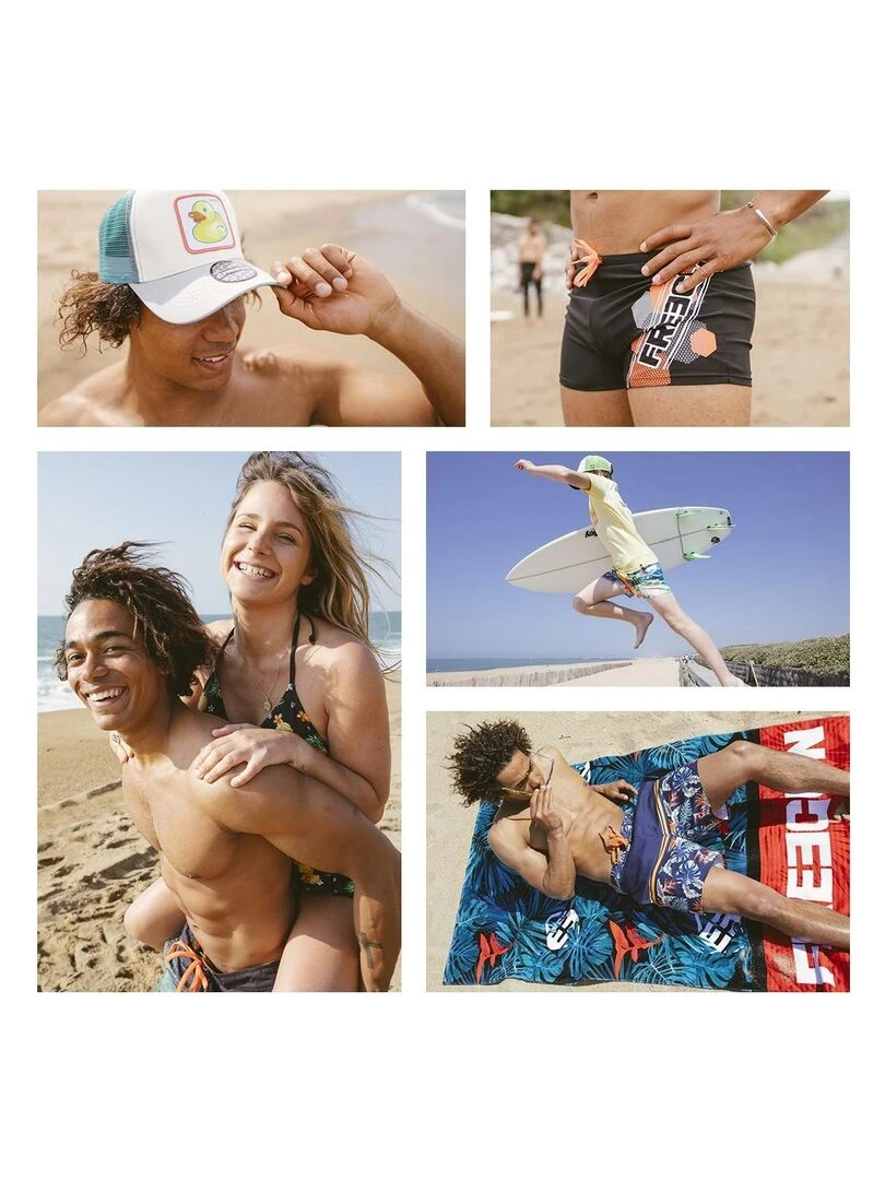 Boardshort court homme ceinture tout élastiquée Freegun   Jaune