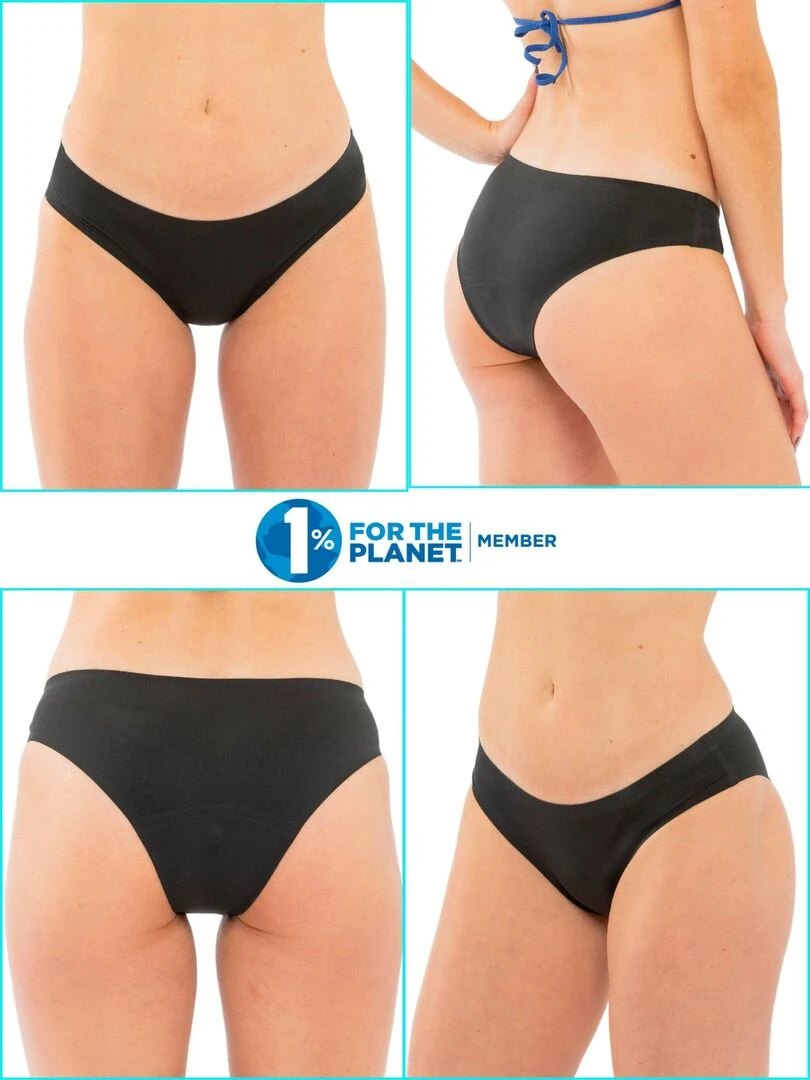 Bas de Maillot de bain Menstruel sans couture   Flux moyen   Nina   Noir
