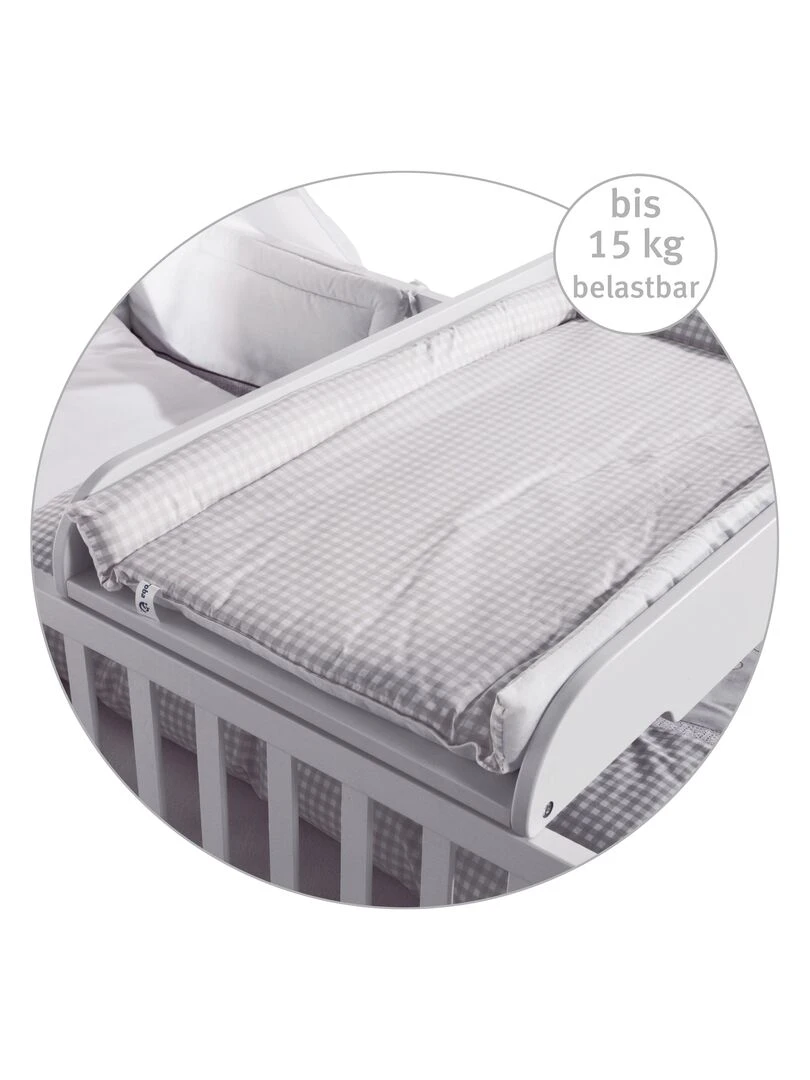 ROBA Plan À Langer + Matelas "Damier Gris" À Mettre Au Dessus Des Lits De Bébé Blanc