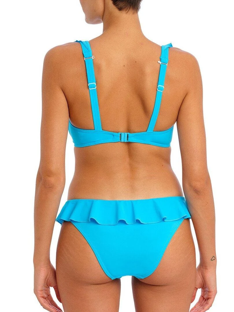 Haut de maillot de bain décolleté à volant Jewel cove   Bleu