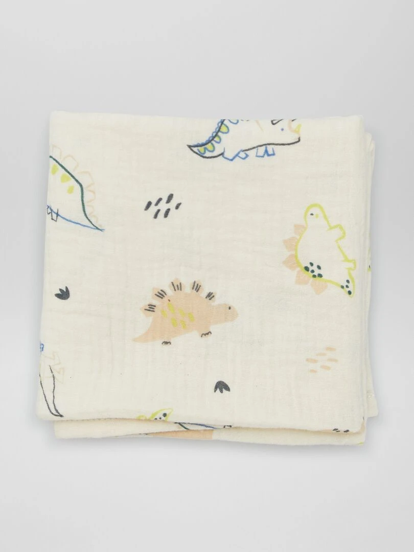 Lot de 3 langes en gaze de coton   Vert/beige