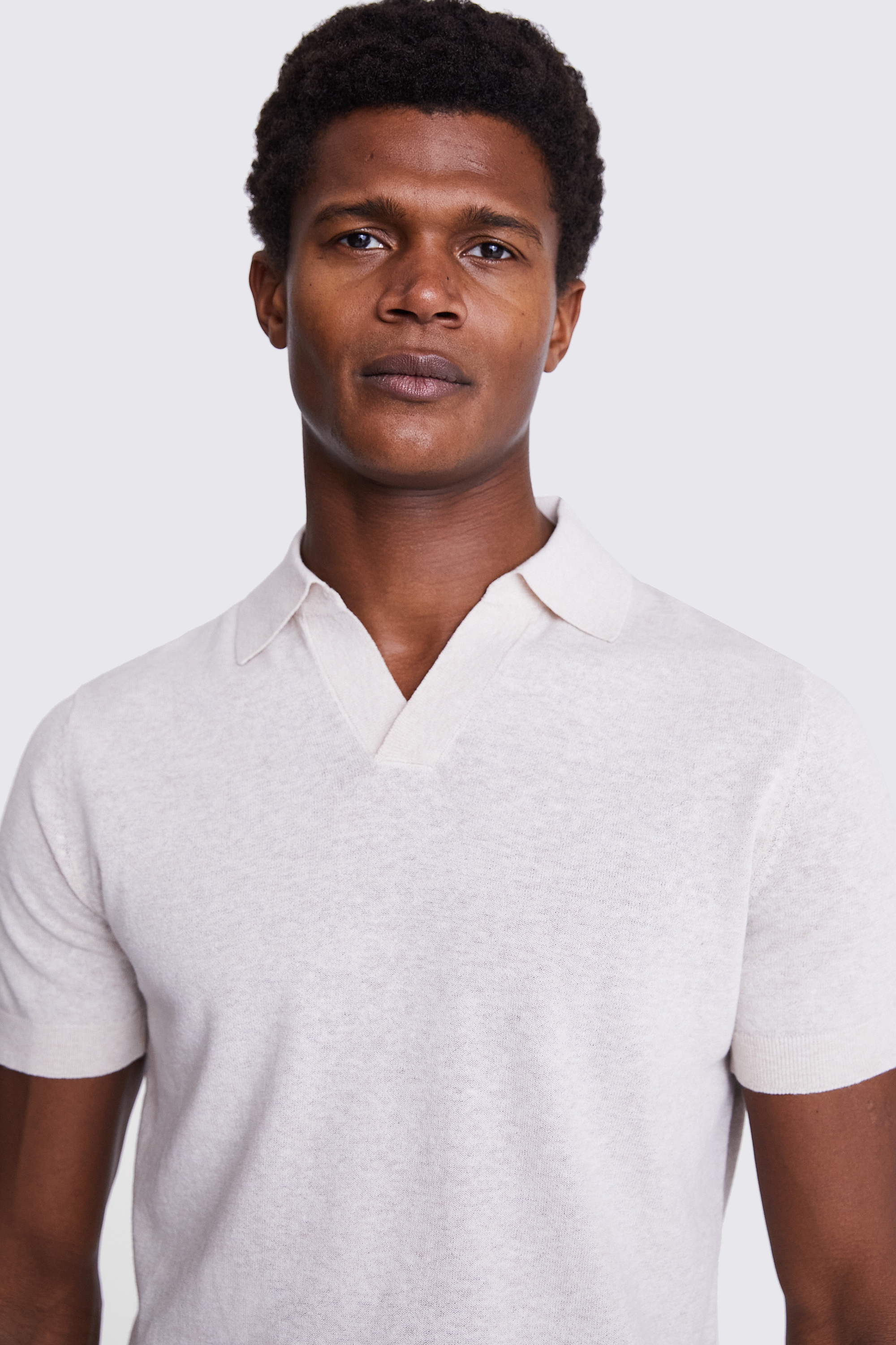 Linen Blend Ink Blue Skipper Polo   Buy Online at Moss