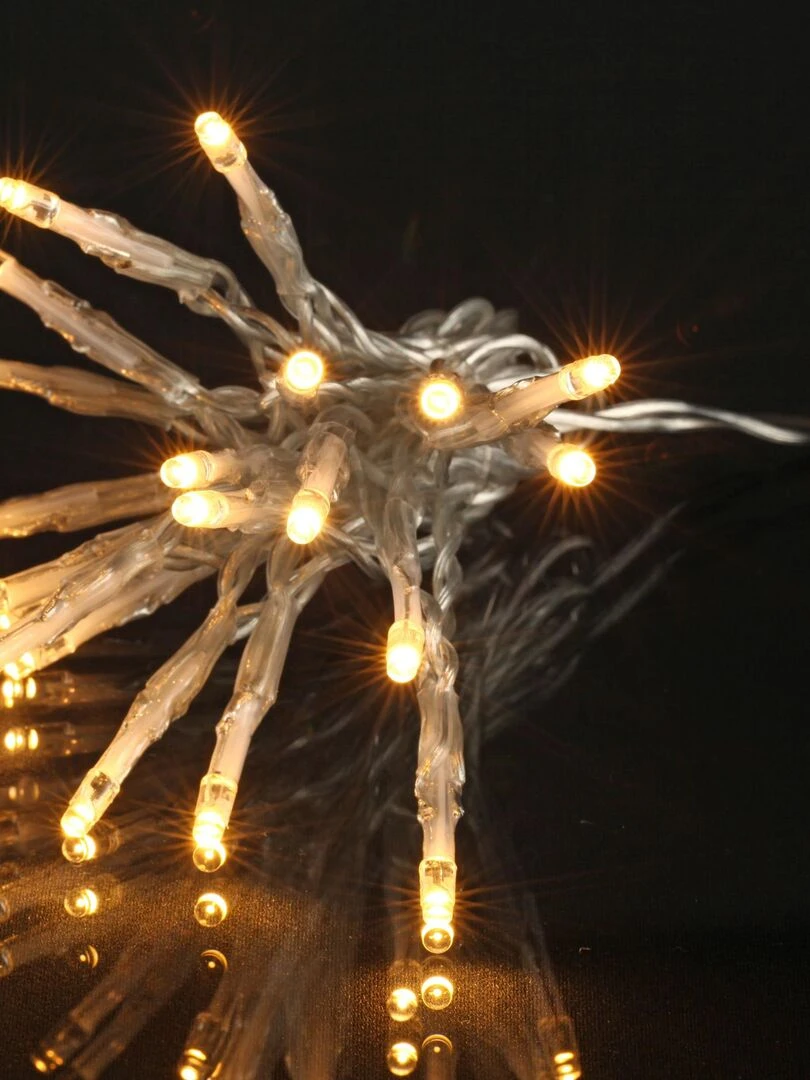Guirlande 80 Led blanc chaud 3m fil transparent Blanc