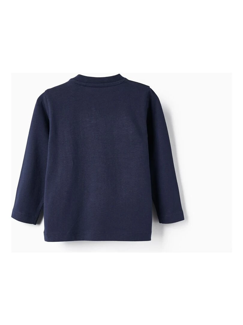 T shirt à manches longues en coton pour bébé garçon 'Snowmies' manches longues NOËL Bleu foncé