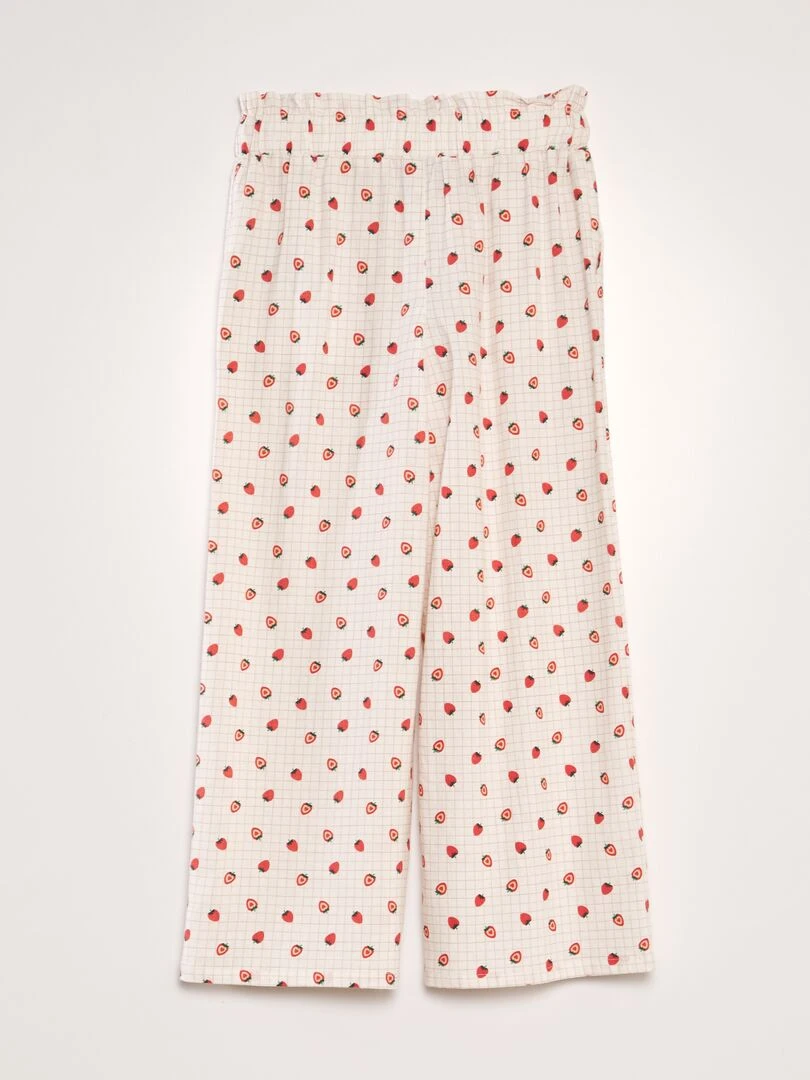 Pantalon large en lin   Blanc