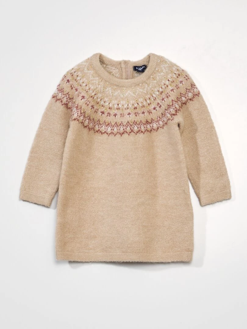 Ensemble robe jacquard + collants   Beige