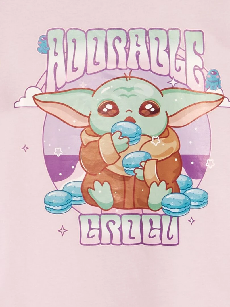 Tee shirt 'Disney' 'Grogu' à col rond Rose