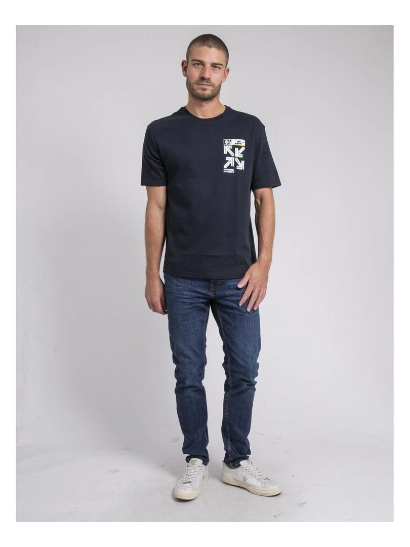 T shirt col rond oversize pur coton JOEDEN   Bleu marine