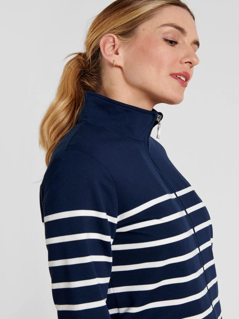 Gilet zippé intérieur bouclette   Happy D. by Damart   Bleu marine
