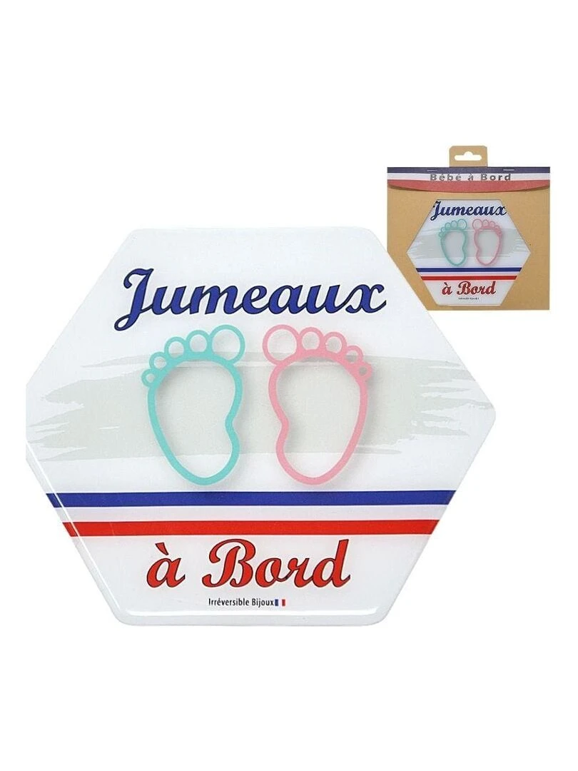 Adhésif / Autocollant bébé à bord Jumeaux mixte Bleu