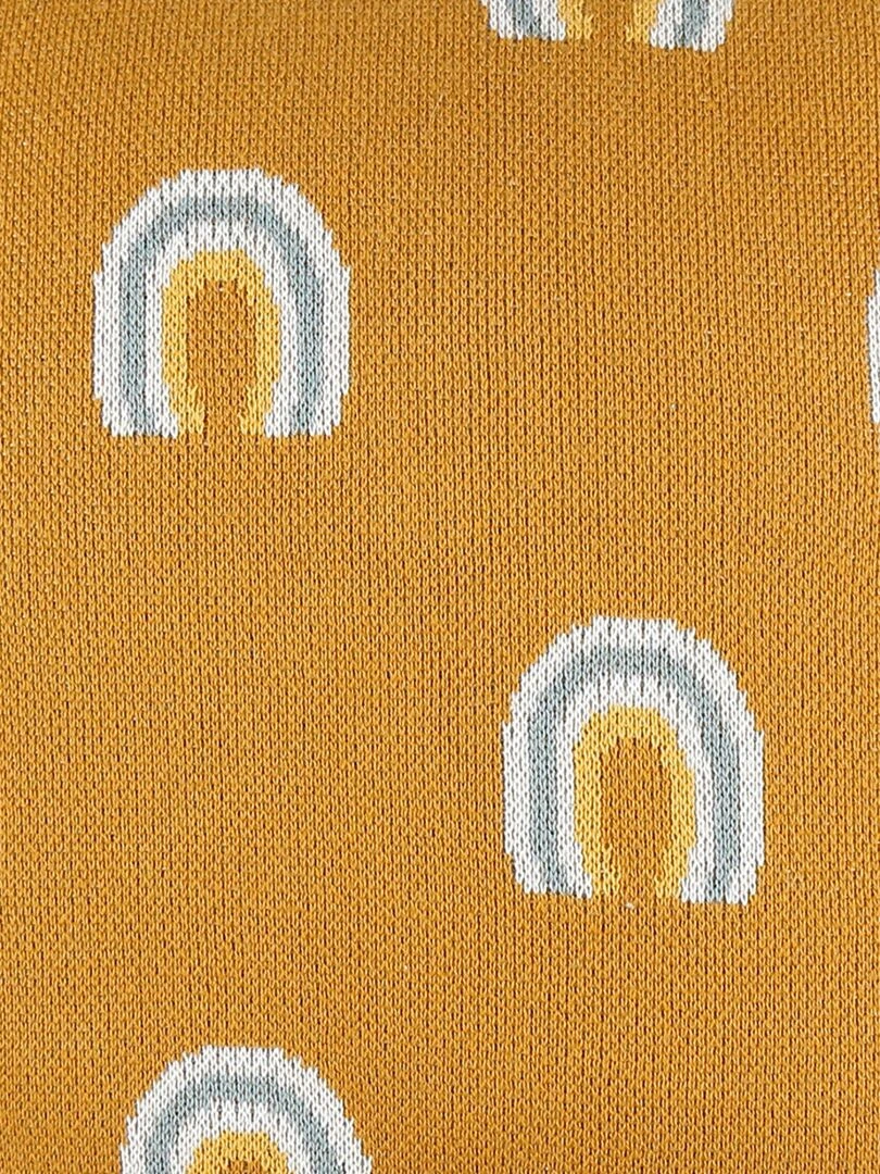 Coussin tricot en jacquard BIO  ocre   Jaune