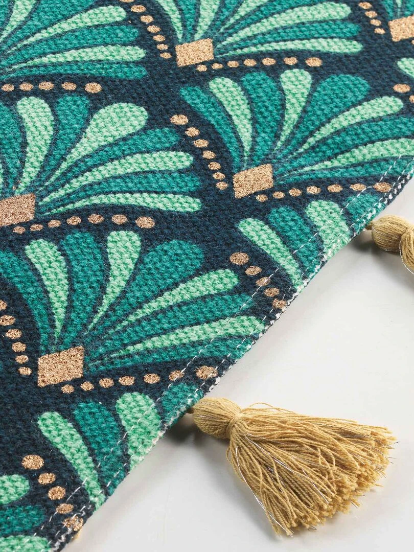 Tapis pompons 50 x 80 cm Art chic or et bleu Bleu