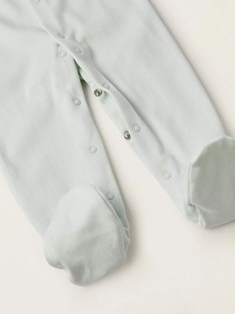 Grenouillère en coton avec pieds pour bébé garçon 'Cher Maman & Papa' manches longues   Bleu clair