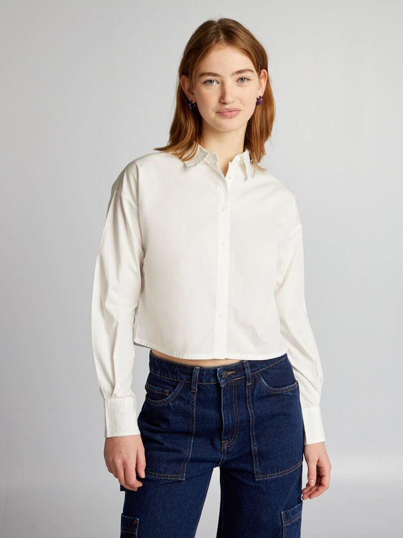 Chemise cropped en popeline blanc