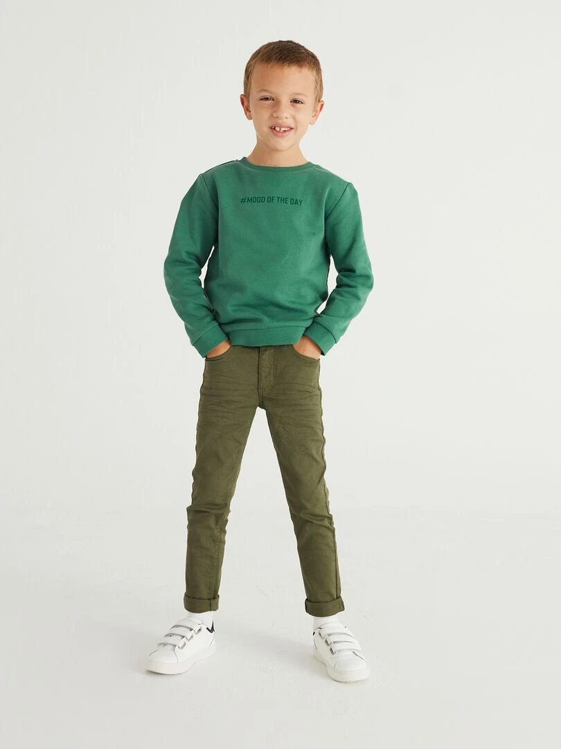 Jean skinny à 5 poches vert foncé