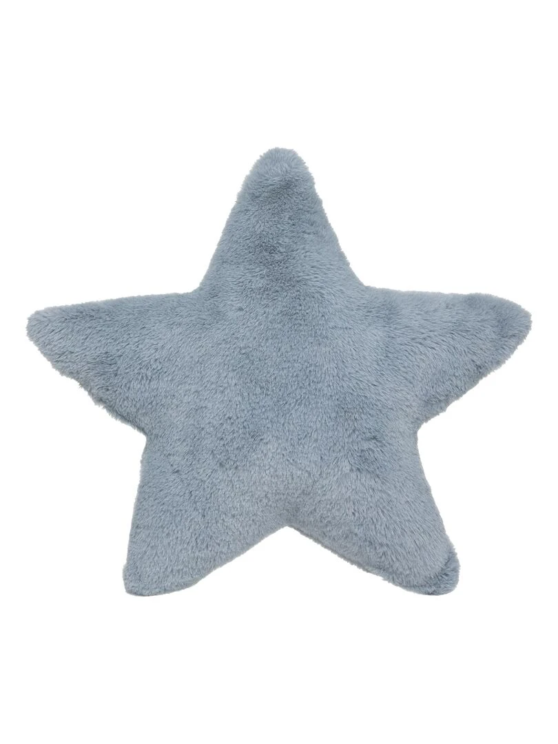Coussin étoile imitation fourrure Bleu