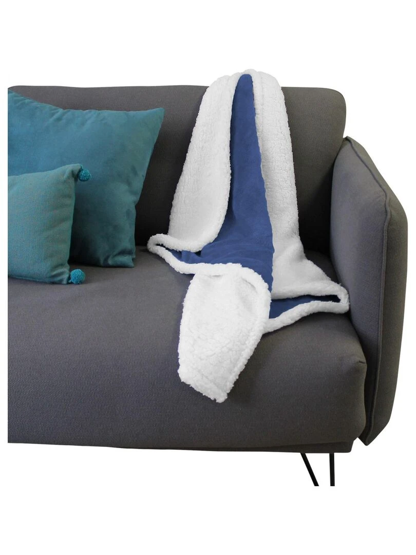 Lot de 2 couvertures  plaids polaires pour bébé en flanelle et sherpa ultra doux   Monsieur Bébé   Bleu